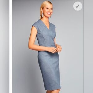 Talbots Slate Blue V‑Neck Sleeveless Sheath Dress - Size 14